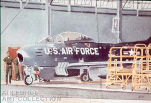 F-86 IN HANGAR AT ALBROOK AFB